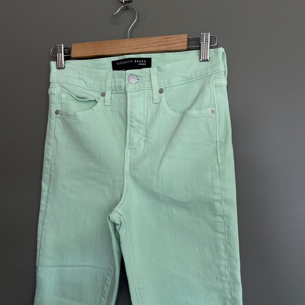 Veronica Beard Carly‎ Kick Flare Jean 26 Pistachio Green Stretch High Rise Chic - Picture 7 of 16